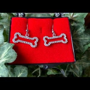 Dog Bone Silver Swarovski Earrings .925 SC